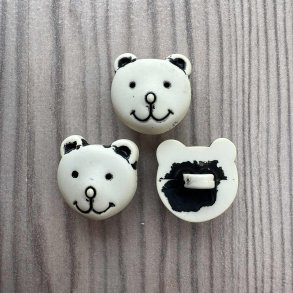 Plastik knap, bamse hoved med monteringsje - 15 mm