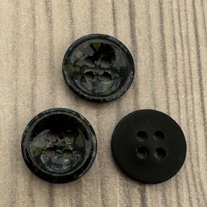 Plastik knap, mrk med grn effekt - 12 mm