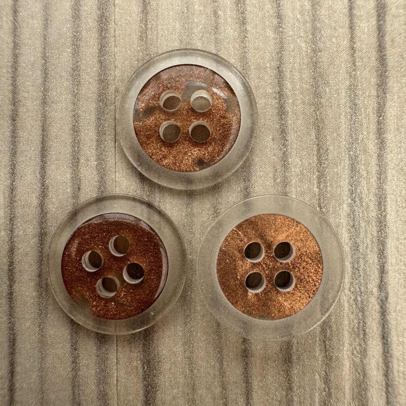 Plastik Knap Bronze Med Klar Kant - 15 mm