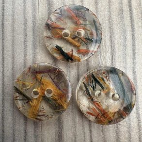 Plastik knap, klar med effekt streger - 18 mm