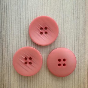 Plastik Knap med striber Pink - 22 mm