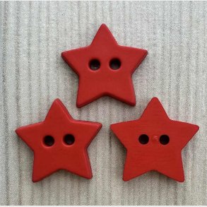Plastik Knap Stjerne R�d - 15 mm
