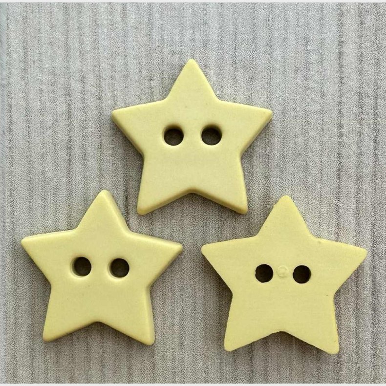 Plastik Knap Stjerne Gul - 15 mm