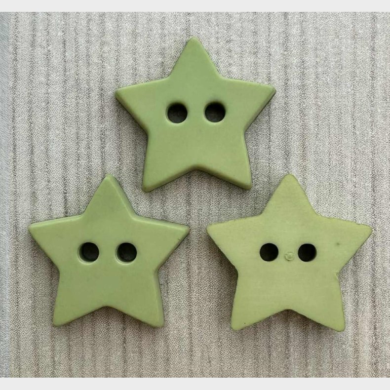 Plastik Knap Stjerne Gr�n - 15 mm