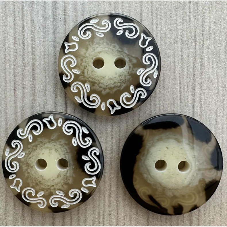 Plastik Knap Lys m�nster - 15 mm