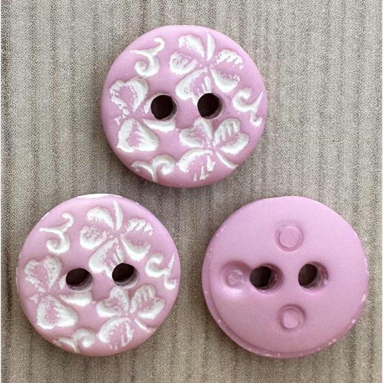 Plastik Knap Rose m�nster - 12 mm