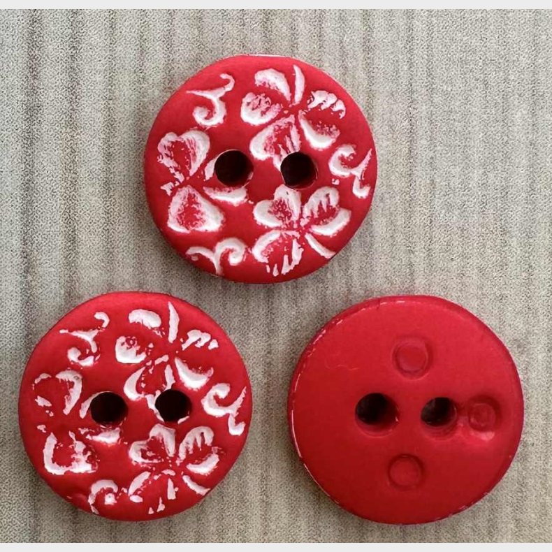 Plastik Knap R�d m�nster - 12 mm