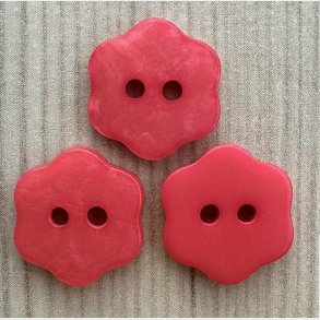 Plastik Knap Blomst R�d - 12 mm