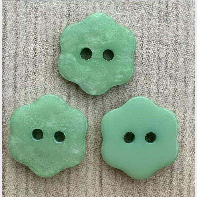 Plastik Knap Blomst Gr�n - 12 mm