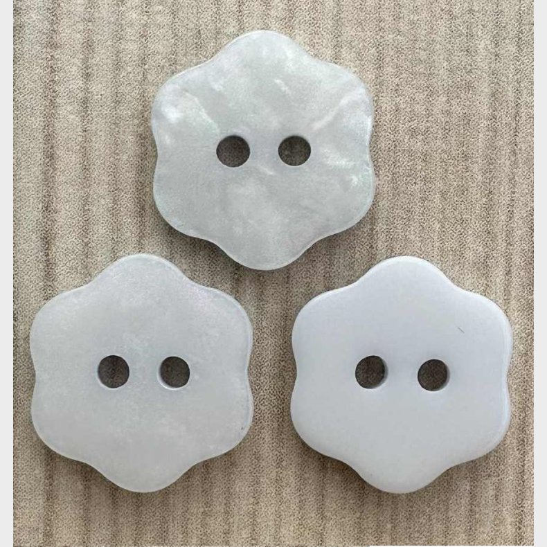 Plastik Knap Blomst Lys Bl� - 12 mm