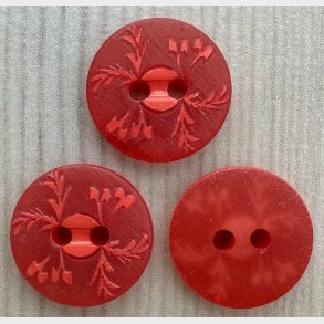 Plastik Knap R�d M�nster - 15 mm