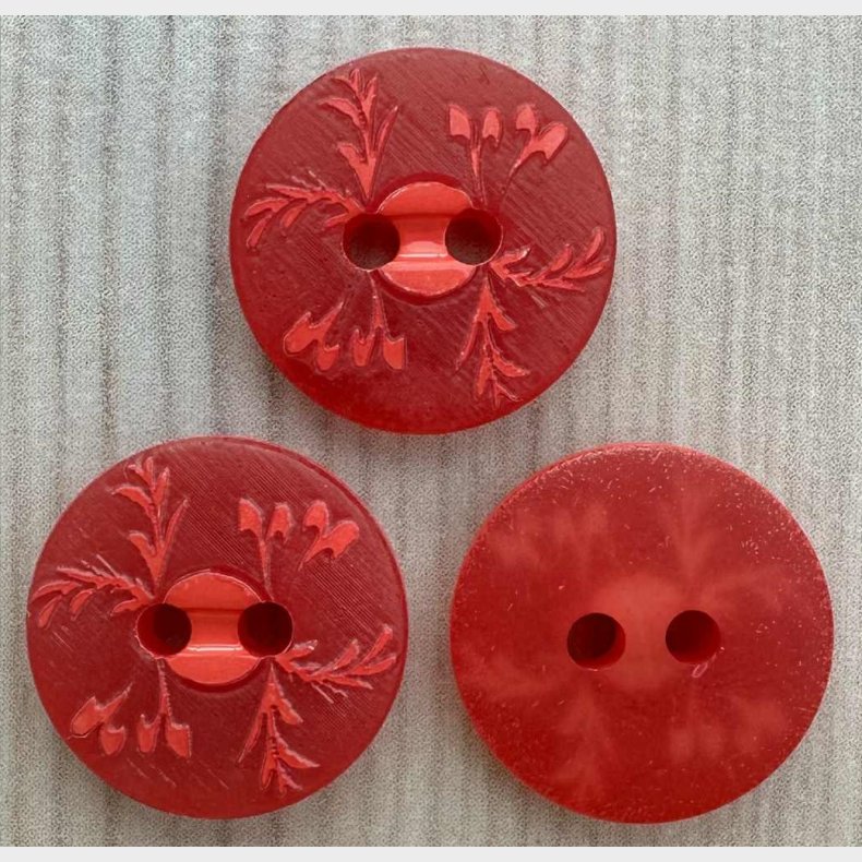 Plastik Knap R�d M�nster - 15 mm