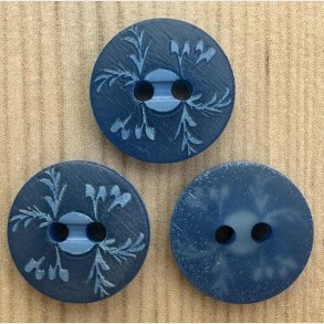 Plastik Knap Bl� M�nster - 15 mm