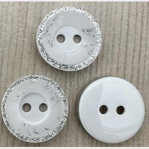 Plastik Knap S�lv kant - 15 mm