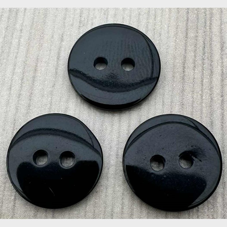 Plastik Knap Sort - 15 mm