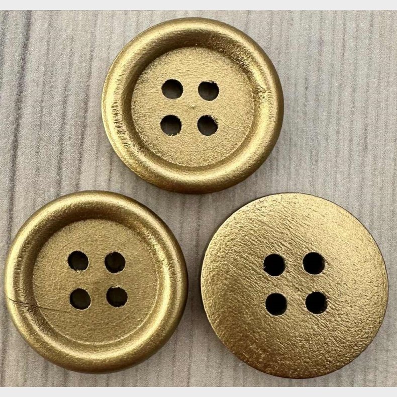 Tr� Knap Guld Farvet - 20 mm