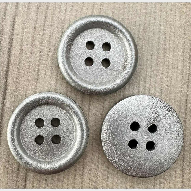 Tr� Knap S�lv Farvet - 20 mm