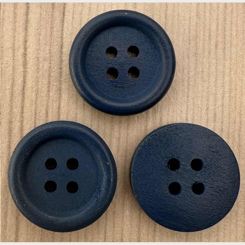 Tr� Knap Marinebl� Farvet - 20 mm