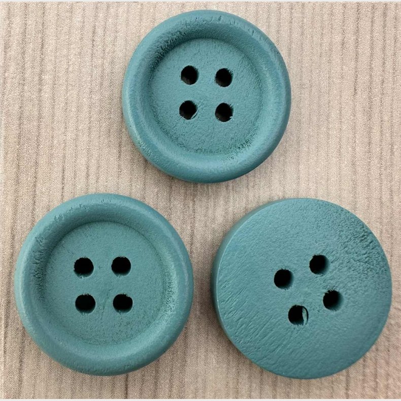 Tr� Knap Turkis Farvet - 20 mm