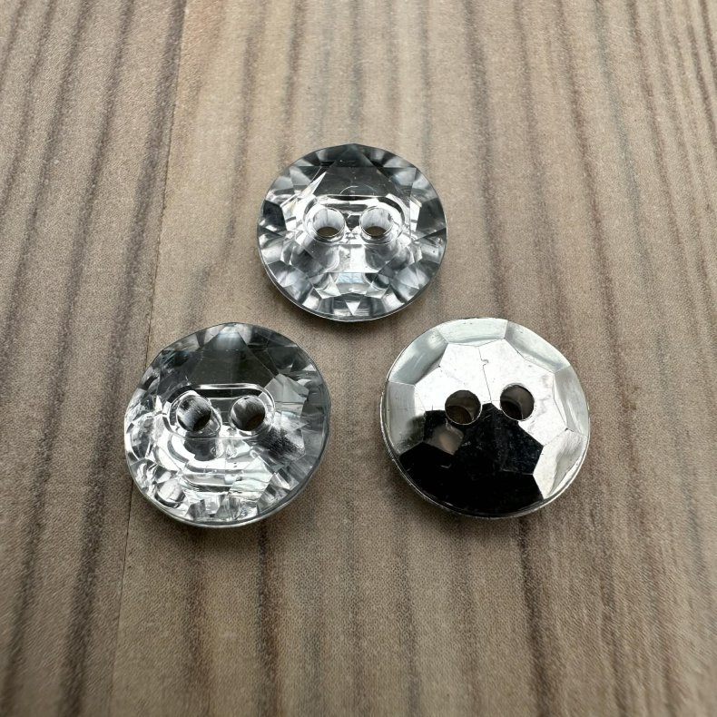 Plastik Knap Spejl Effekt - 13 mm