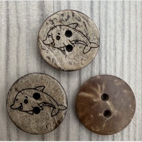 Kokos Knap Delfin - 18 mm