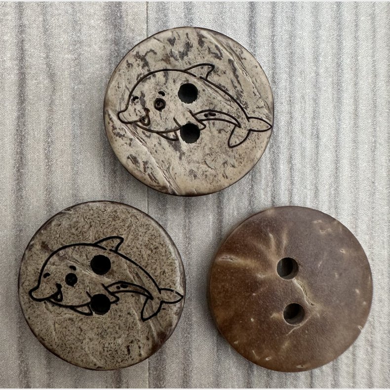 Kokos Knap Delfin - 18 mm
