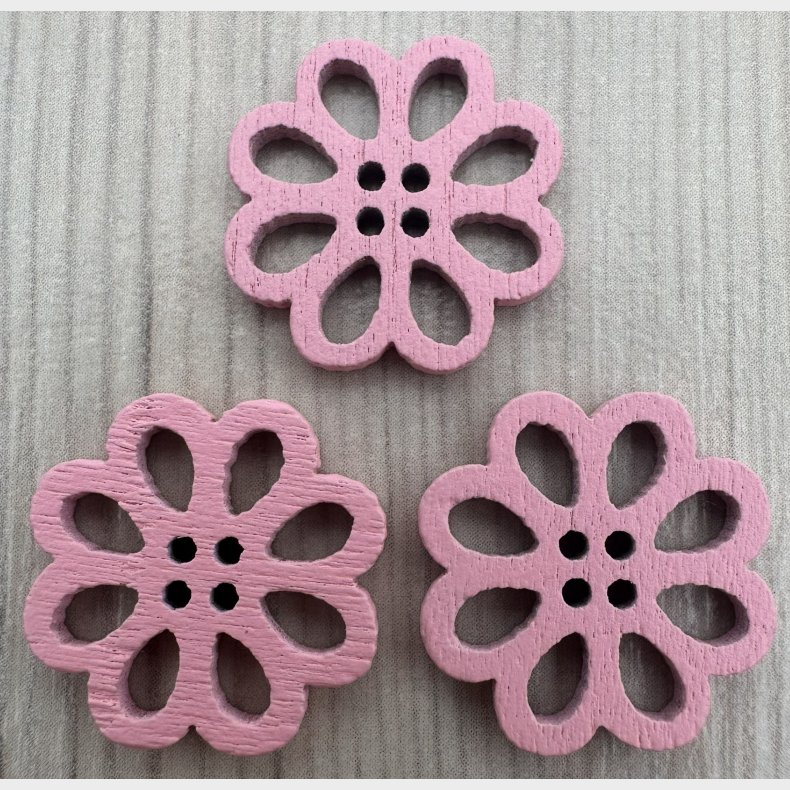 Tr� Knap Blomst Rosa - 20 mm