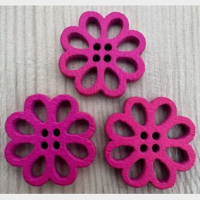 Tr� Knap Blomst Pink - 20 mm