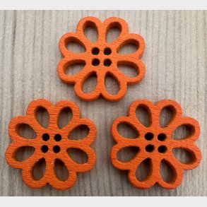 Tr� Knap Blomst Orange - 20 mm