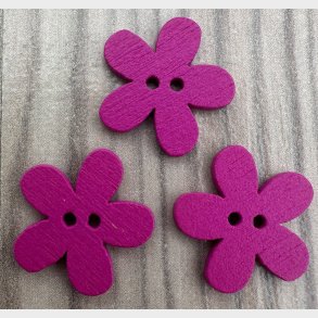 Tr� Knap Lille Blomst Pink - 15 mm