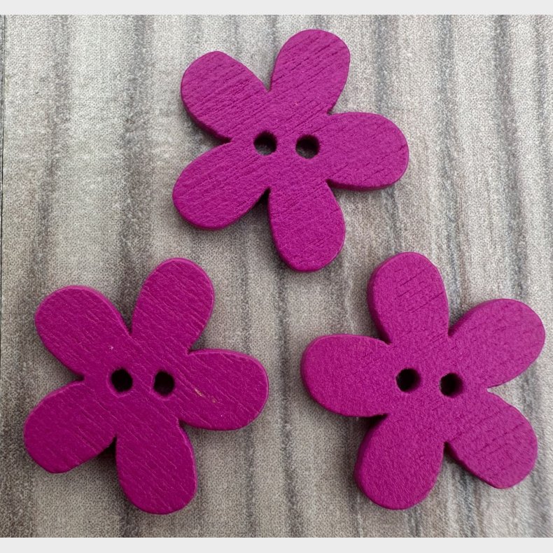 Tr� Knap Lille Blomst Pink - 15 mm