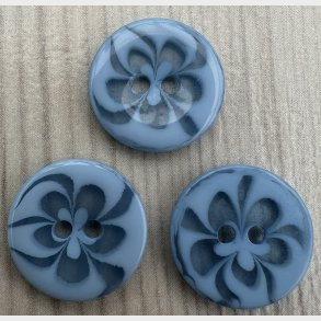 Plastik Knap Blomst M�nster Bl� - 13 mm