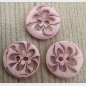 Plastik Knap Blomst M�nster Rosa - 13 mm
