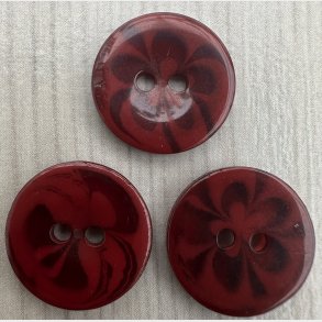 Plastik Knap Blomst M�nster Bordeaux - 13 mm