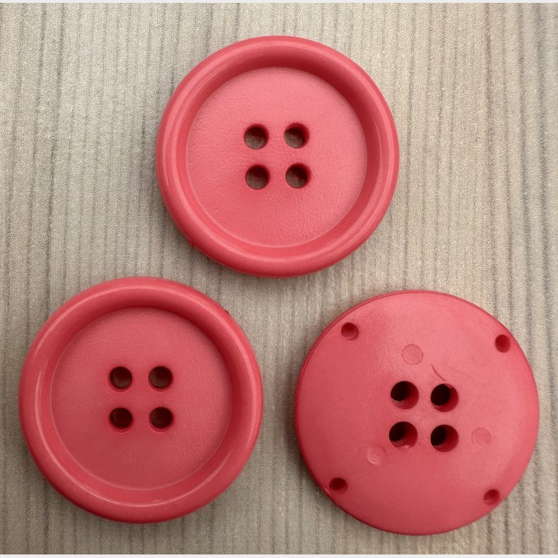 Plastik Knap Pink - 25 mm
