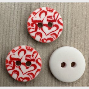 Plastik Knap Lille Med R�d M�nster - 13 mm