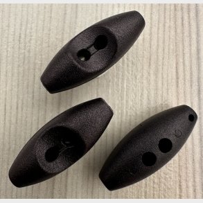 Plastik Knap Duffel Sort - 10 mm x 25 mm