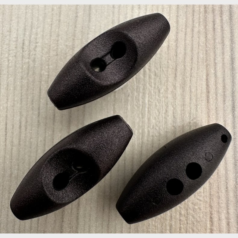 Plastik Knap Duffel Sort - 10 mm x 25 mm
