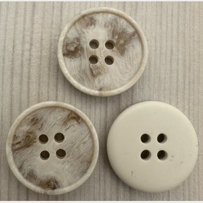 Plastik Knap Beige & Brun Lys - 21 mm