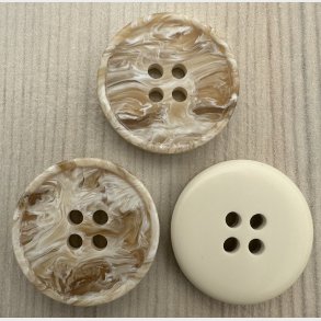Plastik Knap Beige & Brun M�rk - 21 mm