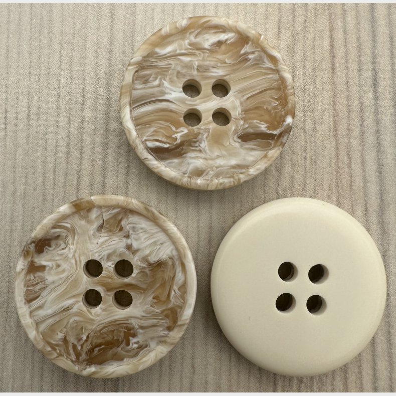 Plastik Knap Beige &amp; Brun M�rk - 21 mm