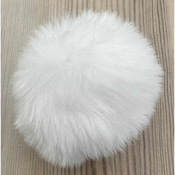 Pompon i hvid -  80 mm